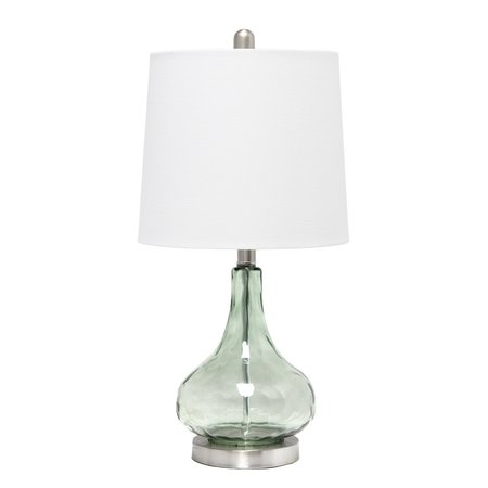 LALIA HOME 23.25" Contemporary Rippled Colored Glass Desk Table Lamp with White Fabric Shade, Green/Gray Sage LHT-4006-SG